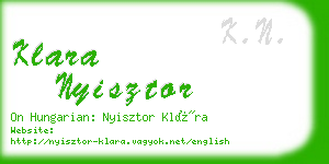 klara nyisztor business card